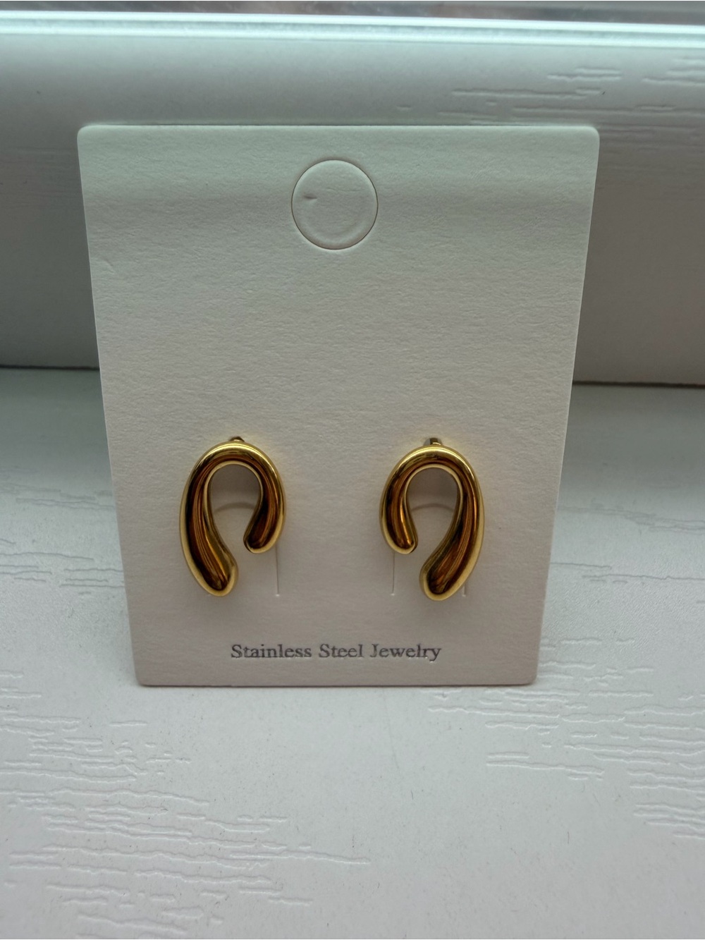 Gold Loop Stainless Steel Stud Earrings